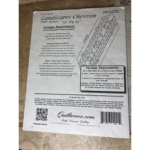 Landscapes Chevron Table Runner Quilt Pattern by Judy Niemeyer -Used - Picture 3 of 4